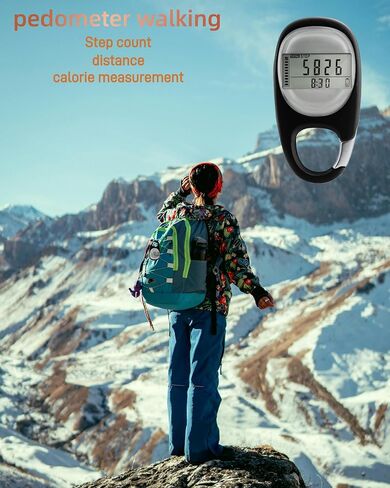 Simple Pedometer for Walking, Accurate Step Tracker with Carabiner, 3D Step Counter for Men Women Seniors in Saudi Arabia