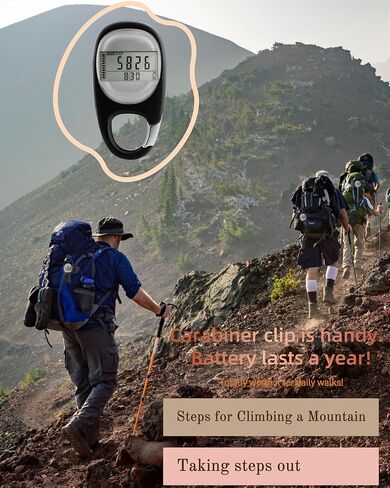 Simple Pedometer for Walking, Accurate Step Tracker with Carabiner, 3D Step Counter for Men Women Seniors in Saudi Arabia