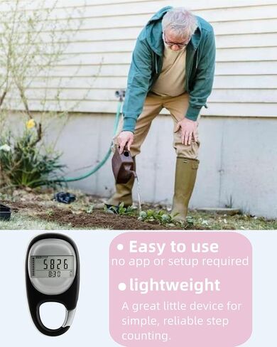 Simple Pedometer for Walking, Accurate Step Tracker with Carabiner, 3D Step Counter for Men Women Seniors in Saudi Arabia