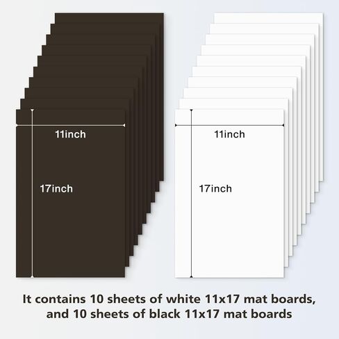 Golden State Art 20 Pack Uncut Mat Boards, 16x20 Acid-Free Backing Matt Boards for Frames, Prints, Pictures, Crafts - Black and Multicolor in Saudi Arabia