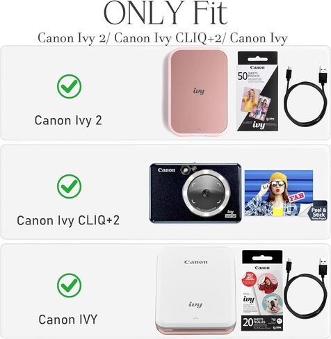 حالة صعبة لطابعة Canon Ivy 2 Mini Photo ، الحافظة على Canon Printer Mini Ivy CLIQ +/ CLIQ/ CLIQ 2/ +2 ، كاميرا فورية ، تناسب الجيب الشبكي ، الذهب الوردي (الصندوق فقط) (الذهب الوردي) in Kuwait