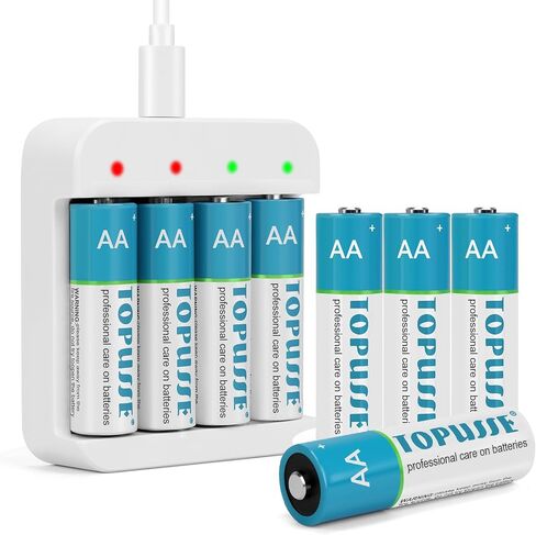 16 Pack 1.5V Rechargeable Lithium Batteries AA for Blink Camera, Long-Lasting Double A Size Battery 2800mWh with 2H Fast Charger (Independent Slot) in Saudi Arabia