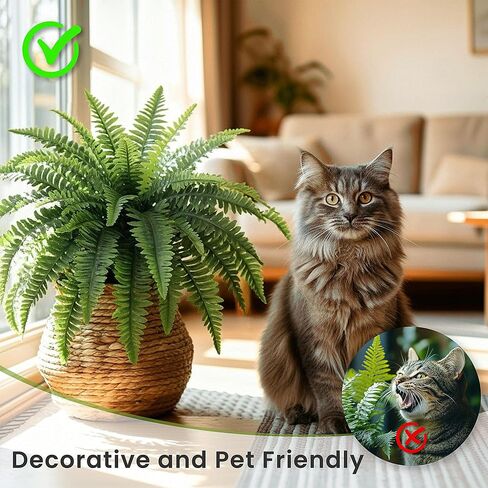 Fake Ferns, 35IN Large Fake Bush Plants, 2 Articial Boston Ferns with 39 Fronds for Outdoor Hanging Planter Garden Porch Entrance Home Decor in Saudi Arabia