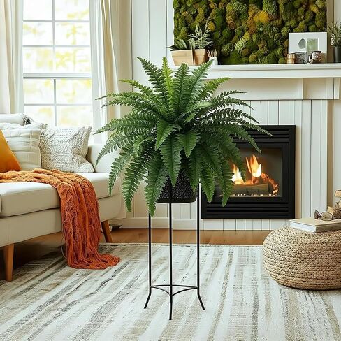 Fake Ferns, 35IN Large Fake Bush Plants, 2 Articial Boston Ferns with 39 Fronds for Outdoor Hanging Planter Garden Porch Entrance Home Decor in Saudi Arabia