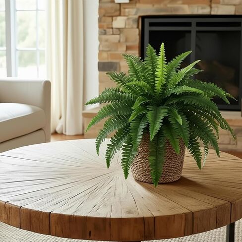 Fake Ferns, 35IN Large Fake Bush Plants, 2 Articial Boston Ferns with 39 Fronds for Outdoor Hanging Planter Garden Porch Entrance Home Decor in Saudi Arabia