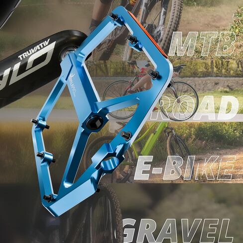 دواسات دراجة مسطحة مع عاكسات ألومنيوم CNC مقاس 9/16 بوصة - دواسات MTB مع منصة عريضة للغاية ودبابيس مضادة للانزلاق قابلة للإزالة - دواسات خفيفة الوزن للدراجات الجبلية ودراجات الطريق 355 جم in Kuwait