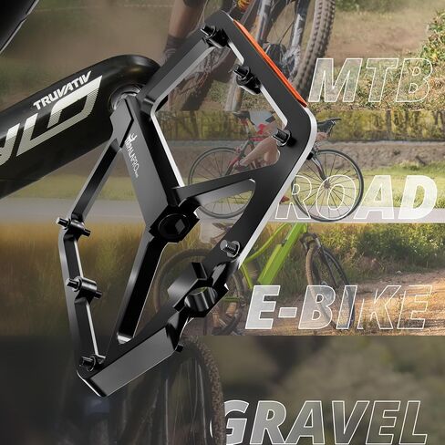 دواسات دراجة مسطحة مع عاكسات ألومنيوم CNC مقاس 9/16 بوصة - دواسات MTB مع منصة عريضة للغاية ودبابيس مضادة للانزلاق قابلة للإزالة - دواسات خفيفة الوزن للدراجات الجبلية ودراجات الطريق 355 جم in Kuwait
