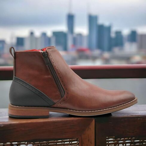 Jazamé Men's 49904 Leather Lined Double Zip Cap Toe Dress Bootie Ankle Boots in Saudi Arabia