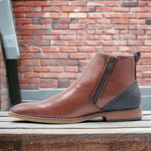 Jazamé Men's 49904 Leather Lined Double Zip Cap Toe Dress Bootie Ankle Boots in Saudi Arabia