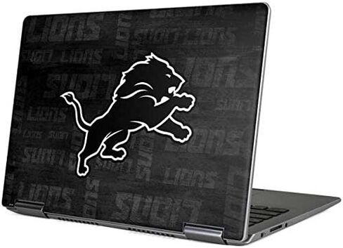 Skinit Decal Laptop Skin Compatible with Yoga 710 14in - Officially Licensed NFL Detroit Lions Black & White Design in Saudi Arabia