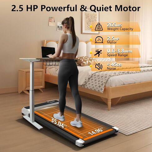 3-in-1 Walking Pad with Incline,2.5 HP Under Desk Treadmill for Home Office,265 LBS Compact Walking Treadmill with LED Display,No Assembly in Saudi Arabia