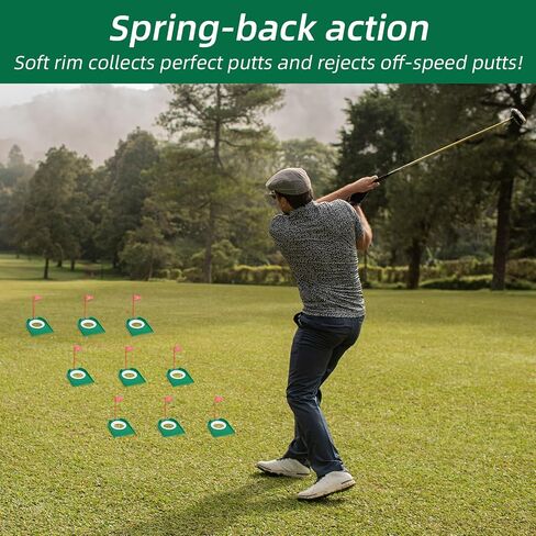 9 Pcs Golf Putting Cup with Flag, Practice Training Aids for Indoor Outdoor Use, Putting Green Hole for Adults, Home Office Garage Yard in Saudi Arabia