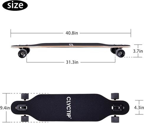 لوح تزلج طويل من CLYCTIP مقاس 41 بوصة، خشب القيقب 9 طبقات، محامل ABEC-11، لوح تزلج كامل للتجول والنحت والانحدار والنمط الحر in Kuwait