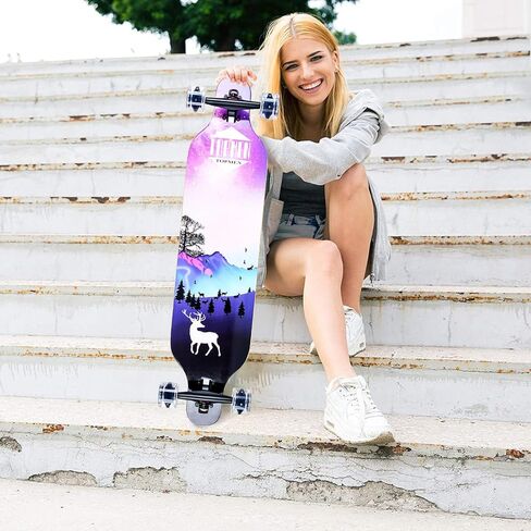 لوح تزلج طويل من CLYCTIP مقاس 41 بوصة، خشب القيقب 9 طبقات، محامل ABEC-11، لوح تزلج كامل للتجول والنحت والانحدار والنمط الحر in Kuwait