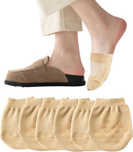 Women's Toe Topper Socks Cotton Half Socks for Women Grip Non Slip Liner No Show Toe Covers for Mules 6/8 Pairs in Saudi Arabia