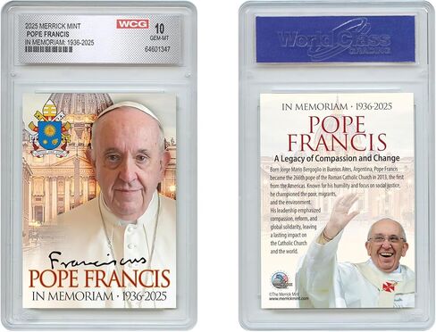 Pope Francis 1936-2025 in Memoriam Collectors Official Trading Card - Graded Gem-Mint 10 in Saudi Arabia