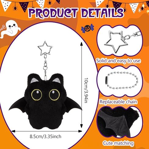 Tondiamo 5 PCS Black Cat Plush keychain bag Charm Cute Kawaii Black Cat Gifts for Handbags Prose Prescipes keychain keychain escors in Saudi Arabia