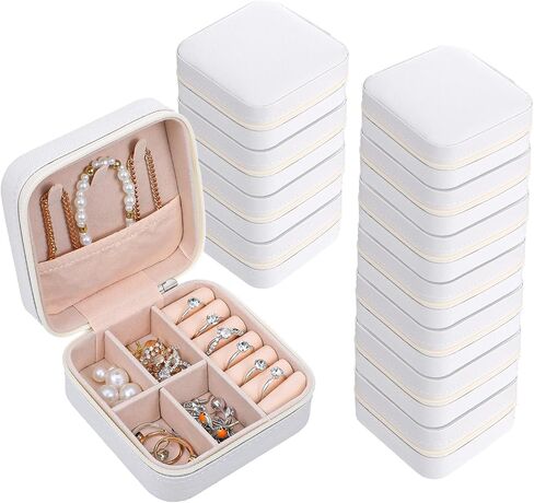 12pcs Mini Travel Jewelry Case,Pink Bridesmaids Proposal Small Jewelry Box Mini Jewelry Organizer,Small PU Leather Portable Storage Box for Rings,Earrings,Necklaces,Pendants,Bracelets in Saudi Arabia