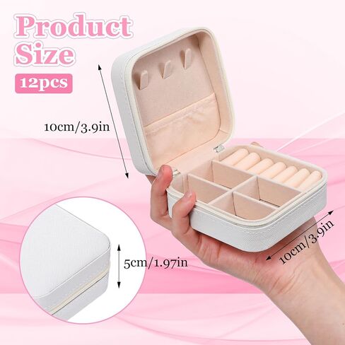 12pcs Mini Travel Jewelry Case,Pink Bridesmaids Proposal Small Jewelry Box Mini Jewelry Organizer,Small PU Leather Portable Storage Box for Rings,Earrings,Necklaces,Pendants,Bracelets in Saudi Arabia