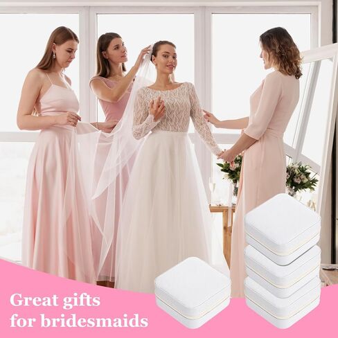 12pcs Mini Travel Jewelry Case,Pink Bridesmaids Proposal Small Jewelry Box Mini Jewelry Organizer,Small PU Leather Portable Storage Box for Rings,Earrings,Necklaces,Pendants,Bracelets in Saudi Arabia