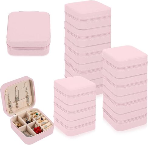 12pcs Mini Travel Jewelry Case,Pink Bridesmaids Proposal Small Jewelry Box Mini Jewelry Organizer,Small PU Leather Portable Storage Box for Rings,Earrings,Necklaces,Pendants,Bracelets in Saudi Arabia