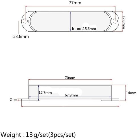 Alnicov 3PCS 82mm Pickup Covers Plastic Closed Shell Electric Guitar Single Coil Pickup Covers，Chrome in Saudi Arabia