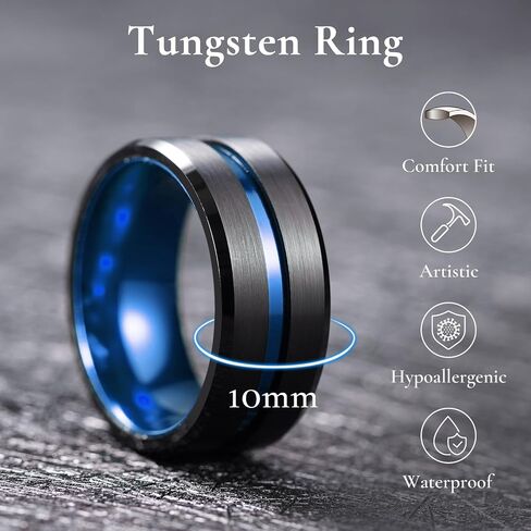 King Will Tungsten Rings for Men Two Tone Grooved Mens Wedding Band Cool Promise Engagement Matte Finished Beveled Edge in Saudi Arabia