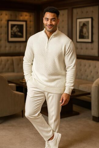 STACY ADAMS Men's Quarter Zipped Pullover Winter Sweater in Saudi Arabia