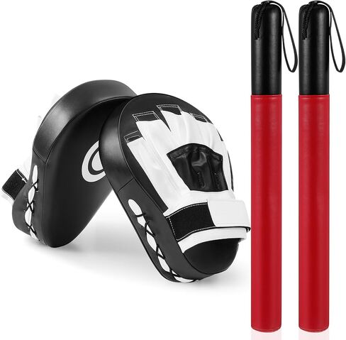 Hiboom Boxing Sticks and Punching Mitts Set, Boxing Curved Focus Mitts, Training Padded Contact Sticks for Training Martial Arts Equipment in Saudi Arabia