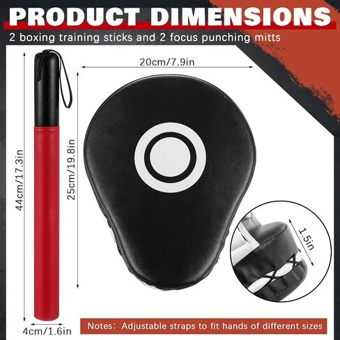 Hiboom Boxing Sticks and Punching Mitts Set, Boxing Curved Focus Mitts, Training Padded Contact Sticks for Training Martial Arts Equipment in Saudi Arabia