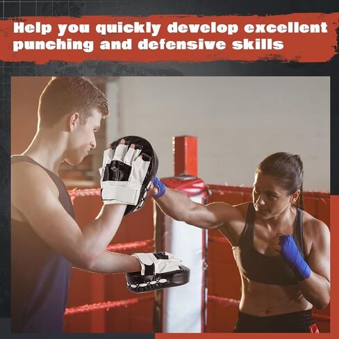 Hiboom Boxing Sticks and Punching Mitts Set, Boxing Curved Focus Mitts, Training Padded Contact Sticks for Training Martial Arts Equipment in Saudi Arabia
