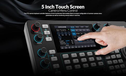 AVKANS Power PTZ Camera Joystick Controller, 5 Inch Display Preview, IP POE Camera Keyboard Controller with 4D Joystick for Live Streaming in Saudi Arabia