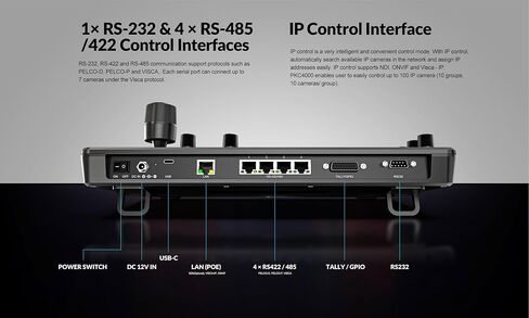 AVKANS Power PTZ Camera Joystick Controller, 5 Inch Display Preview, IP POE Camera Keyboard Controller with 4D Joystick for Live Streaming in Saudi Arabia
