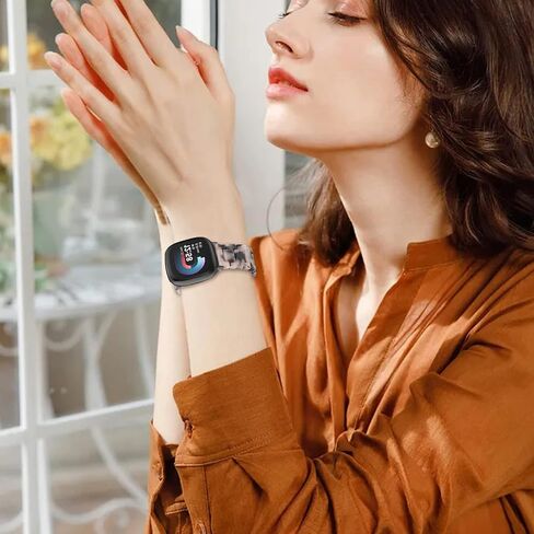 Resin Band Compatible with Fitbit Versa 4/Versa 3 Bands For Women Lightweight Bracelet Wristband Replacement For Fitbit Sense 2/Sense in Saudi Arabia