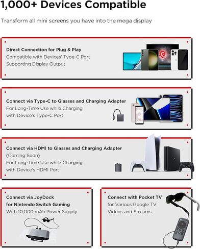 نظارات Rayneo Air 3S Pro AR/XR - 201 '' 1200 nits 120 هرتز Hueview 2.0 نظارات عرض الفيديو ، نظارات ألعاب ذكية لـ iPhone 16،15/Android/Mac/Switch 2/PS5/steamdeck - مسرح شخصي من الجيل التالي in Kuwait