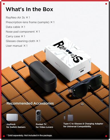 نظارات Rayneo Air 3S Pro AR/XR - 201 '' 1200 nits 120 هرتز Hueview 2.0 نظارات عرض الفيديو ، نظارات ألعاب ذكية لـ iPhone 16،15/Android/Mac/Switch 2/PS5/steamdeck - مسرح شخصي من الجيل التالي in Kuwait