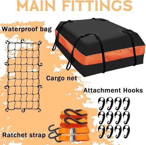 64"x39"x6" Roof Rack,Heavy Duty Rooftop Cargo Carrier,Roof Basket with Waterproof Bag,Elastic Net with Attachment Hooks,Ratchet Strap,Universal Roof Rack Fits for SUV Truck,260lbs Capacity in Saudi Arabia