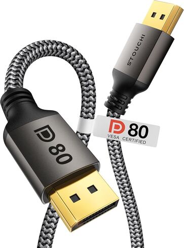 Stouchi DisplayPort 2.1 Cable (VESA Certified) 3.3FT, 80Gbps [16K@120Hz / 8K@240Hz / 4K@540Hz], HDR, HDCP, DSC 1.2a, FreeSync, G-Sync, DP Cable for Gaming Monitor, RTX 5090,RX 9070,RTX 6000 Ada in Saudi Arabia