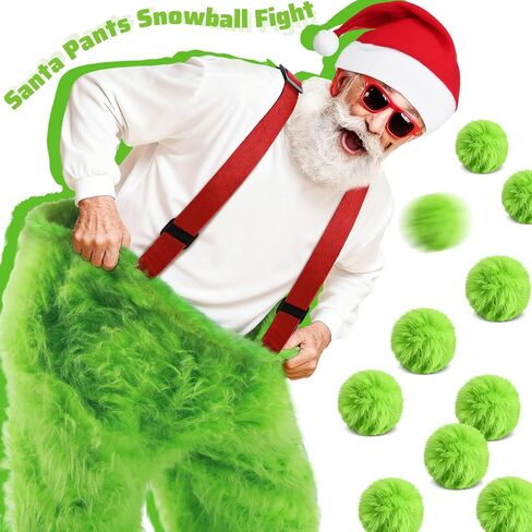26 Pcs Santa Pants Snowball Fight Kit Red and Green Christmas Fake Snowball Activity Christmas Party Activities for Families Yard Outdoor and Indoor Games in Saudi Arabia