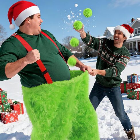 26 Pcs Santa Pants Snowball Fight Kit Red and Green Christmas Fake Snowball Activity Christmas Party Activities for Families Yard Outdoor and Indoor Games in Saudi Arabia