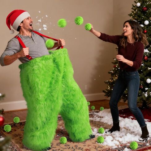 26 Pcs Santa Pants Snowball Fight Kit Red and Green Christmas Fake Snowball Activity Christmas Party Activities for Families Yard Outdoor and Indoor Games in Saudi Arabia