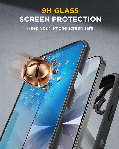 Miracase Magnetic لـ 17 Case 6.3 '' [متوافق مع Magsafe] علبة الهواتف الكاملة للجسم مع واقي شاشة زجاجي ومدمج ، و Srop Proof 17 ، وغطاء ، أسود in Kuwait