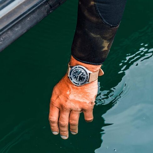 1956 Marine Dive Watches for Men, 41mm Wide 12.55mm Thick Mens Watch - 316L Stainless Steel Analog Quartz 20 ATM Waterproof Men Watches - Round Sapphire Crystal Dial Men Watch (Navy Off White) in Kuwait