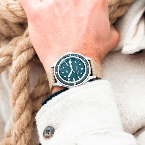 1956 Marine Dive Watches for Men, 41mm Wide 12.55mm Thick Mens Watch - 316L Stainless Steel Analog Quartz 20 ATM Waterproof Men Watches - Round Sapphire Crystal Dial Men Watch (Navy Off White) in Kuwait