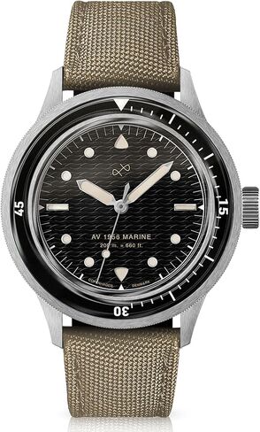 1956 Marine Dive Watches for Men, 41mm Wide 12.55mm Thick Mens Watch - 316L Stainless Steel Analog Quartz 20 ATM Waterproof Men Watches - Round Sapphire Crystal Dial Men Watch (Navy Off White) in Kuwait