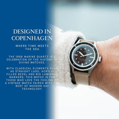 1956 Marine Dive Watches for Men, 41mm Wide 12.55mm Thick Mens Watch - 316L Stainless Steel Analog Quartz 20 ATM Waterproof Men Watches - Round Sapphire Crystal Dial Men Watch (Navy Off White) in Kuwait