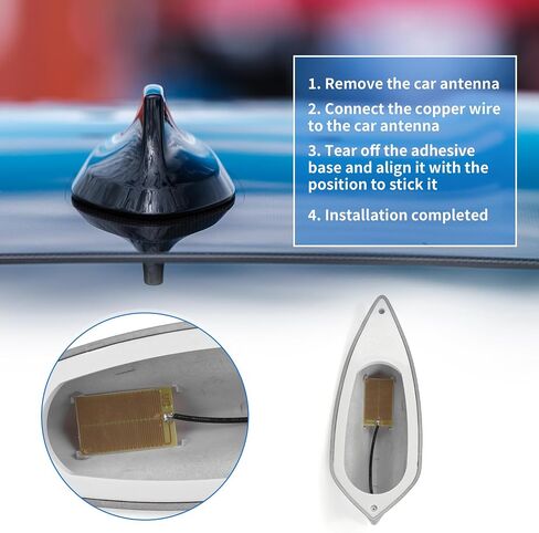 Shark Fin Antenna, AM/FM Signal Roof Aerial Universal for Car Auto SUV Truck Offroad ABS Material with Adhesive Base Dark Blue in Saudi Arabia