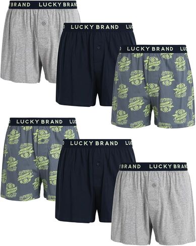 ملابس داخلية للرجال من Lucky Brand - بوكسرات منسوجة من القطن بنسبة 100% (عبوة من 6 قطع) in Saudi Arabia