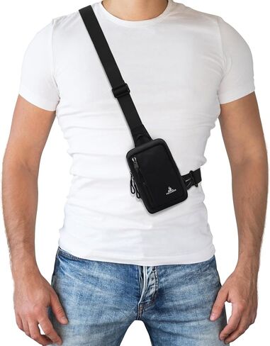 Peicees Small Crossbody Bag for Men Women Mini Sling Bag Travel Running Phone Daypack Cross Body Shoulder Bags, 2 Sizes in Saudi Arabia