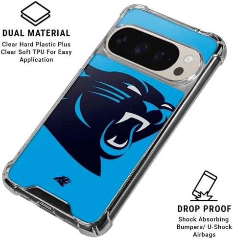 حافظة هاتف Skinit الشفافة متوافقة مع Pixel 9/9 Pro - تصميم شعار كبير مرخص رسميًا من NFL Carolina Panthers in Saudi Arabia